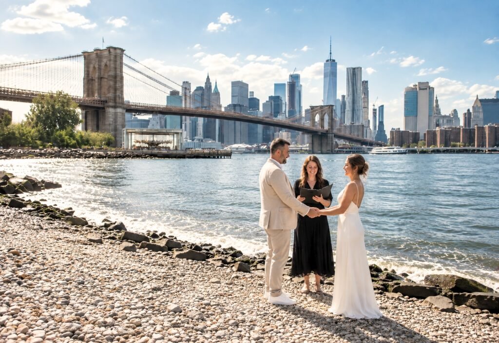 Elopement dumbo beach, brooklyn à New York