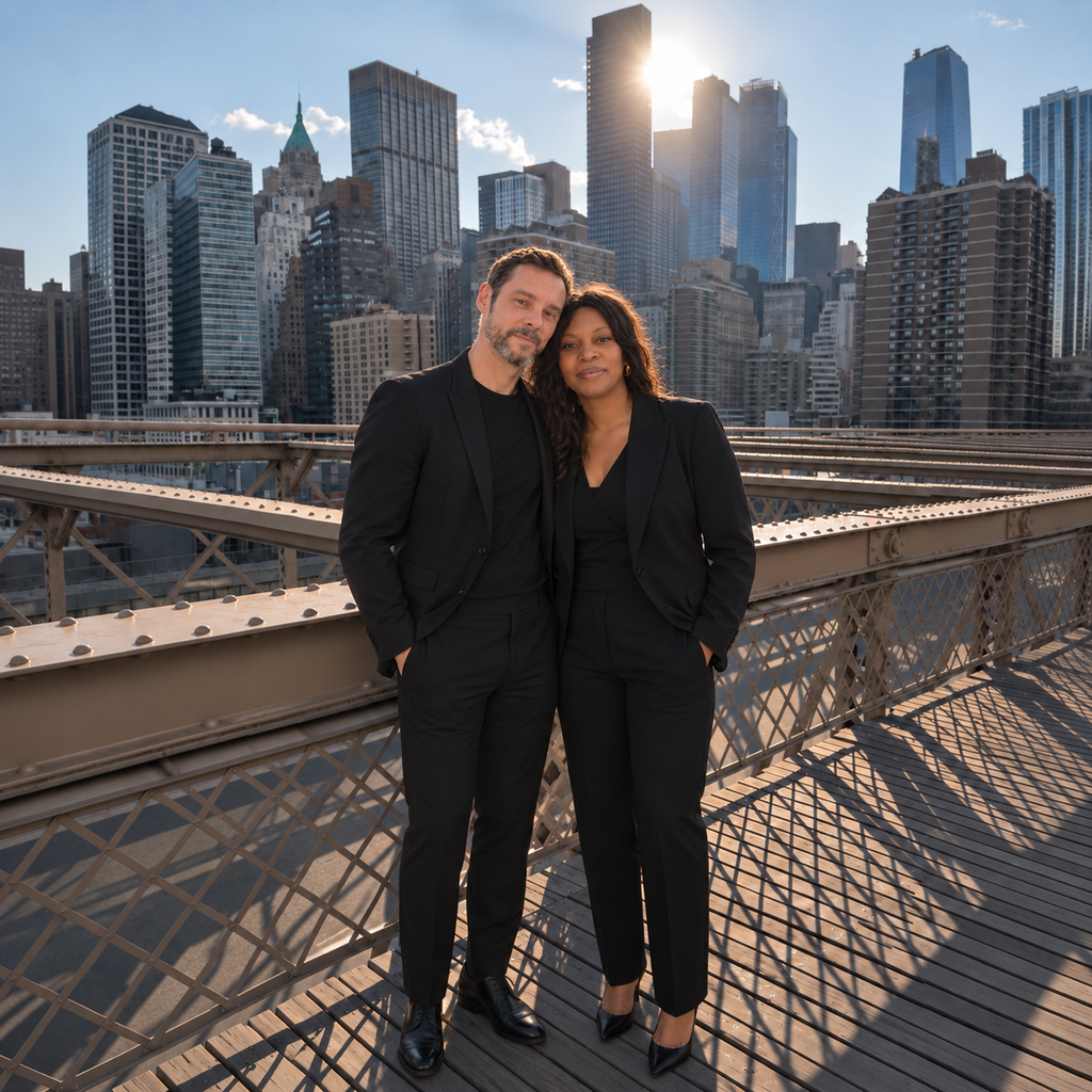 Nicolas et Ségolène de Se Marier à New York sur le pont de Brooklyn à New York