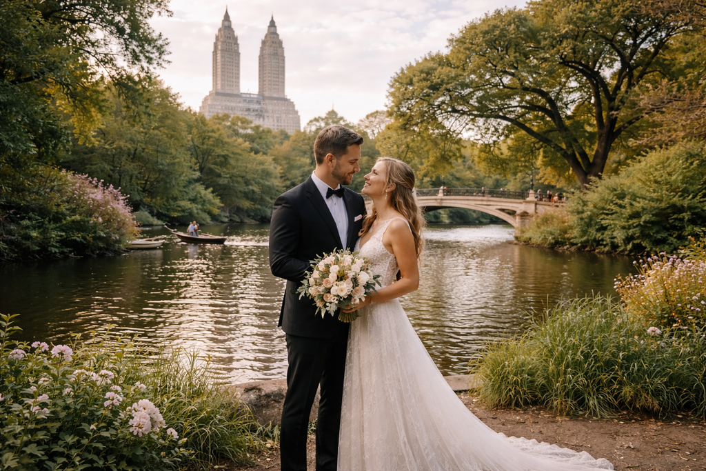 Couple de mariées à Central Park, New York